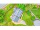 Birds-eye view of well-maintained property with lush lawn, landscaped beds, circular driveway, and roof detail at 2801 Holly Oaks Dr, Marietta, GA 30062