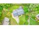 Birds-eye view shows well-maintained property with lush lawn, garden space, and circular driveway at 2801 Holly Oaks Dr, Marietta, GA 30062
