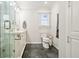 Bright bathroom with walk-in shower, large vanity with double sinks, and modern fixtures at 2801 Holly Oaks Dr, Marietta, GA 30062