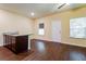 Kitchen area featuring dark cabinets, granite countertops, and modern wood-look floors at 507 Highwood Ln, Atlanta, GA 30344