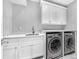 Functional laundry room with modern washer and dryer and granite countertops at 893 E Rock Springs Ne Rd, Atlanta, GA 30306
