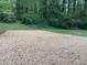 Level backyard space with gravel area with lush green trees in background at 3080 Hogan Sw Rd, Atlanta, GA 30331