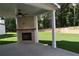 Covered back patio with fireplace, perfect for outdoor entertaining and relaxation at 505 Brown Dove Ln, Grayson, GA 30017