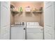 Dedicated laundry room with a front-load washer and dryer, and storage shelves at 2513 Ivey Crest Cir, Tucker, GA 30084
