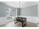 Dining room featuring modern lighting, wainscotting, and natural light at 1914 Phillips Lake Blf, Lithonia, GA 30058