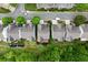 Aerial view of a neighborhood showcasing well-maintained homes with lush trees at 7340 Jamestown Dr, Alpharetta, GA 30005