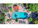Overhead shot of a pool and gazebo surrounded by lush landscaping at 2230 Cammie Wages Rd, Dacula, GA 30019