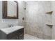 Updated bathroom with tiled shower, modern vanity, and stylish fixtures at 1992 Cascade Sw Rd, Atlanta, GA 30311