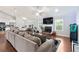 Spacious living room with a comfortable sofa, fireplace, and open layout to the kitchen at 505 Alta Ct, Villa Rica, GA 30180