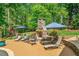 Outdoor fireplace with patio seating offers an inviting space for relaxing and entertaining in a private backyard at 106 Stephens Farm Dr, Canton, GA 30115
