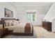 Tastefully decorated bedroom featuring a bed, side tables, and a large window overlooking greenery at 5105 Jett Forest Trl, Atlanta, GA 30327