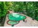 An aerial shot of a large, freeform backyard pool with mature landscaping at 5105 Jett Forest Trl, Atlanta, GA 30327