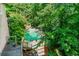 Aerial view of a backyard oasis with a sparkling pool and lush landscaping at 5105 Jett Forest Trl, Atlanta, GA 30327