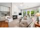 Inviting living room with a fireplace, built-in cabinets, and large windows that fill the room with natural light at 1435 Harburn Ct, Cumming, GA 30041