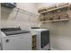 Convenient laundry room featuring a front load washer and dryer, storage, and wire shelving at 59 Summer Nw Pl, Cartersville, GA 30121
