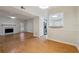 Open-concept living room featuring a fireplace, adjacent to the kitchen at 3980 Riverlook Se Pkwy # 203, Marietta, GA 30067