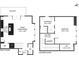 Two-story floor plan showing kitchen, living room, balcony, bathroom, bedroom, laundry, and walk-in closet at 215 Britten Pass, Alpharetta, GA 30009