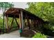 Scenic covered wooden bridge surrounded by lush greenery at 125 Windy Pines Pass, Roswell, GA 30075