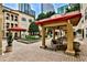 Outdoor seating and covered patios in the Palazzo Bocce courtyard at 955 Juniper Ne St # 2322, Atlanta, GA 30309