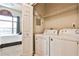 Convenient laundry room with white appliances and bedroom view at 955 Juniper Ne St # 2322, Atlanta, GA 30309