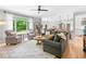 Bright and open living room featuring hardwood floors, neutral decor, and large windows overlooking the outdoors at 4235 Night Sky Ln, Cumming, GA 30041