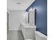 Modern bathroom featuring a double vanity with white cabinets and a stylish blue accent wall at 4336 Southvale Dr, Decatur, GA 30034