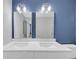 Modern bathroom features double vanity, white countertops, contemporary fixtures, and recessed lighting at 4336 Southvale Dr, Decatur, GA 30034
