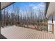 View of the wood deck with railing overlooking trees and backyard area at 6265 Reives Rd, Cumming, GA 30041