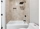 Modern bath with shower over tub, and contemporary fixtures at 3139 Alston Dr, Decatur, GA 30032