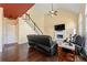 Cozy living room with fireplace and staircase at 2436 Camden Lake Nw Vw, Acworth, GA 30101