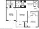 Floor plan of a home with labeled rooms and dimensions at 7104 Santa Fe Pkwy, Atlanta, GA 30350
