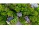 Birds-eye view of a residential property surrounded by a dense canopy of trees at 3157 Sawyer Ne Ct, Marietta, GA 30066