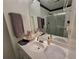 Bathroom with mirror, decorative towels, and walk-in shower at 3723 Raiders Ridge Dr, Lithonia, GA 30038