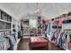 Large walk-in closet with hanging racks and shelves with a chandelier at 238 Harmony Lake Dr, Canton, GA 30115