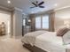 Bedroom boasts neutral tones, plantation shutters, and an adjoining bathroom at 101 Morgan Ln, Canton, GA 30115