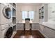 A laundry room offers a stackable washer/dryer, a desk area, and cabinets with a sink at 101 Morgan Ln, Canton, GA 30115