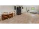 Basement area featuring dining table, safe, and a unique glass-block partition at 601 Ashley Forest Nw Dr, Acworth, GA 30102