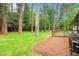 Picturesque backyard featuring a wood deck, tall trees, and lush greenery, perfect for relaxation and outdoor enjoyment at 117 Hillsdale Dr, Atlanta, GA 30315