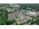 An aerial view shows rooftops of townhomes surrounded by lush green trees nestled in a sought-after location at 247 Franklin Rd, Atlanta, GA 30342