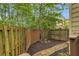 Fenced backyard featuring mulch, pathway, and serene greenery at 3562 Greenwich Ave, Duluth, GA 30096