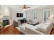 Inviting living room featuring hardwood floors, a fireplace, stylish furniture, and bright windows at 4888 Colchester Se Ct # 3, Atlanta, GA 30080