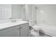 Renovated bathroom featuring a vanity, toilet and bathtub/shower at 2930 Parc Lorraine, Lithonia, GA 30038