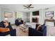 Cozy living room features a fireplace, stylish furniture, and a ceiling fan at 2930 Parc Lorraine, Lithonia, GA 30038