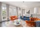 Elegant living room with ample windows, a modern chandelier, and cozy seating at 289 Heritage Se Ln, Atlanta, GA 30316