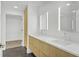 Bathroom with double vanity, stone countertop, and modern fixtures at 346 Peters Sw St # 207, Atlanta, GA 30313