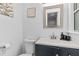 Updated half bathroom with modern fixtures and stylish decor at 183 Oak Dr, Atlanta, GA 30354