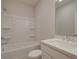 Clean bathroom featuring a bathtub, shower, vanity, and white toilet at 1976 Deco Dr, Kennesaw, GA 30144