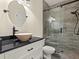 Updated bathroom features stylish vanity, vessel sink and frameless glass shower at 4515 N. Slope Cir, Marietta, GA 30066