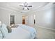 This primary bedroom features a trey ceiling, neutral walls, and plush carpet at 2801 Avington Se Ln, Smyrna, GA 30080