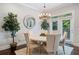 Bright dining room features modern chandelier, decorative mirror, and walk out access at 2801 Avington Se Ln, Smyrna, GA 30080
